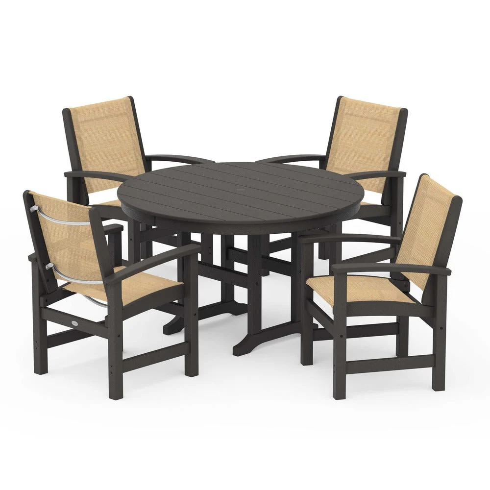 POLYWOOD® Coastal 5-Piece Round Farmhouse Dining Set - PWS155 - Image 41