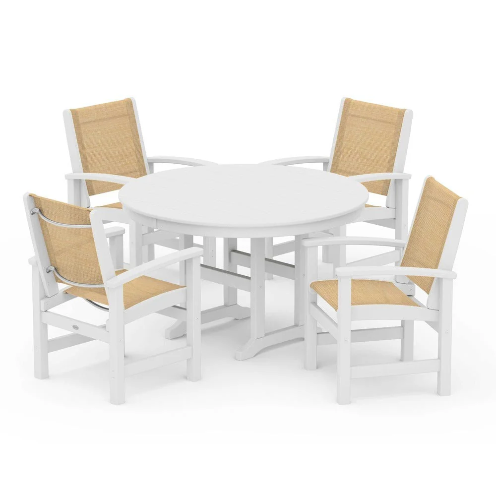 POLYWOOD® Coastal 5-Piece Round Farmhouse Dining Set - PWS155 - Image 42
