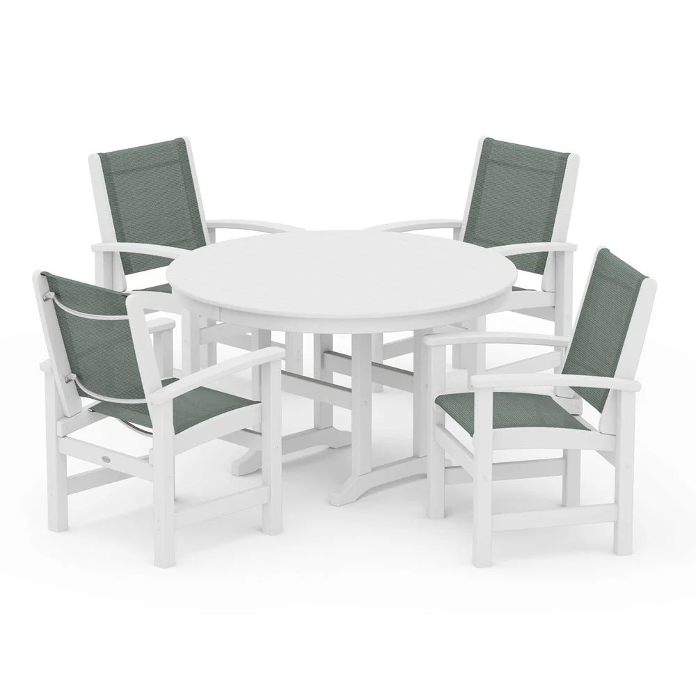 POLYWOOD® Coastal 5-Piece Round Farmhouse Dining Set - PWS155 - Image 43