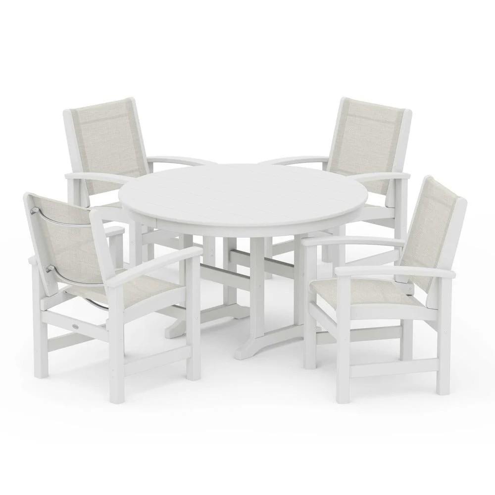POLYWOOD® Coastal 5-Piece Round Farmhouse Dining Set - PWS155 - Image 45