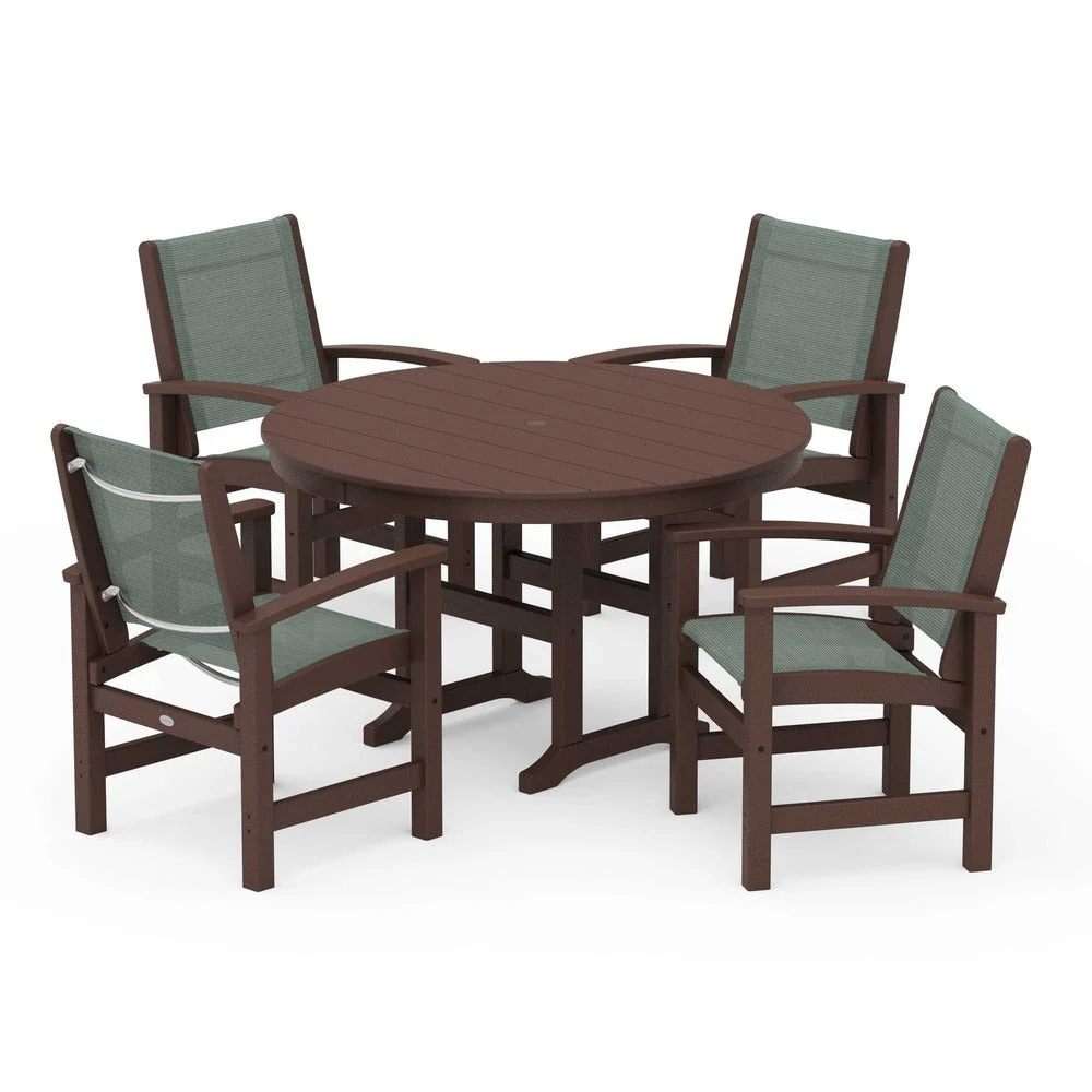 POLYWOOD® Coastal 5-Piece Round Farmhouse Dining Set - PWS155 - Image 46