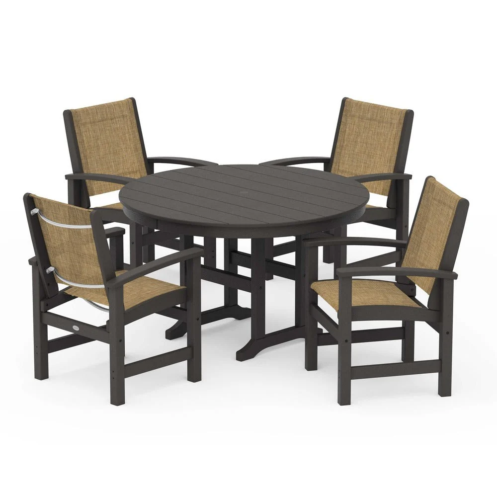 POLYWOOD® Coastal 5-Piece Round Farmhouse Dining Set - PWS155 - Image 49