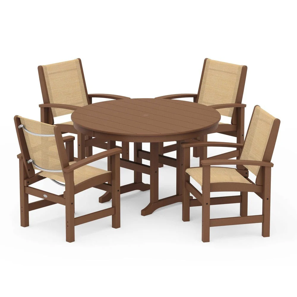 POLYWOOD® Coastal 5-Piece Round Farmhouse Dining Set - PWS155 - Image 52