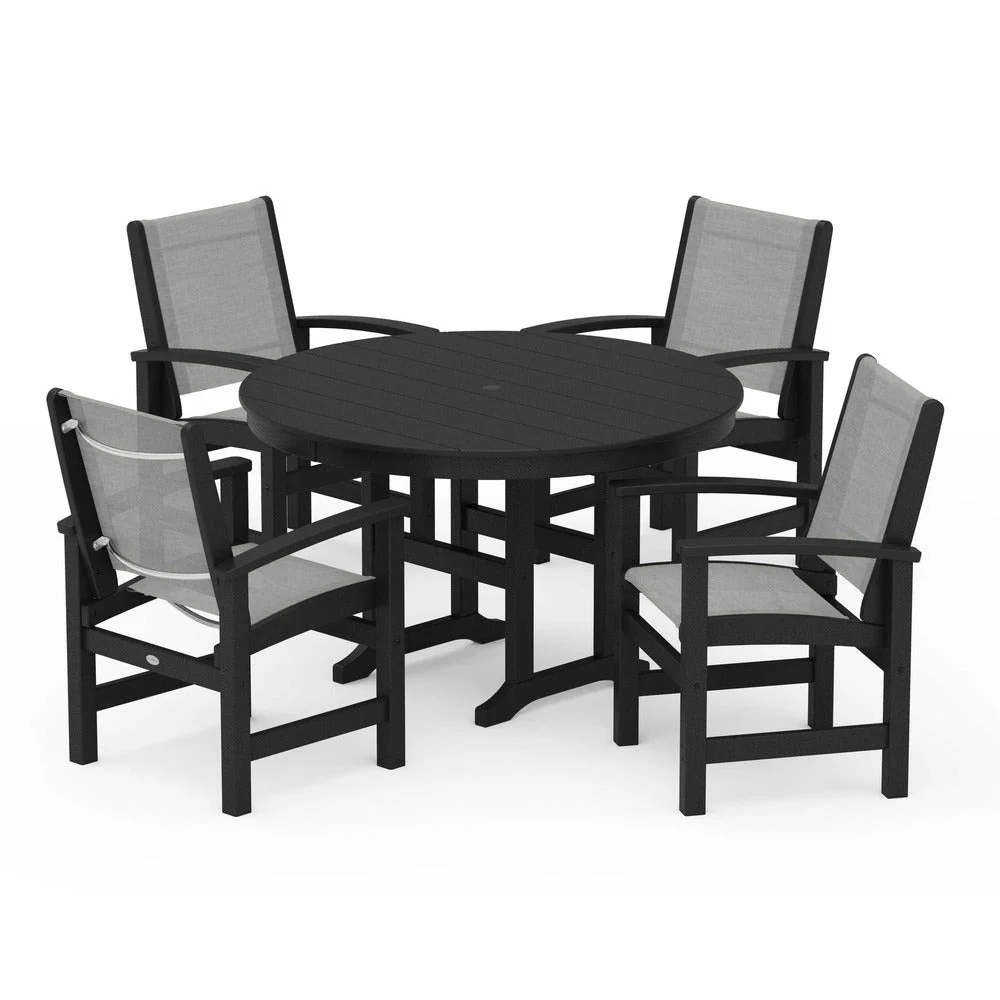 POLYWOOD® Coastal 5-Piece Round Farmhouse Dining Set - PWS155 - Image 54