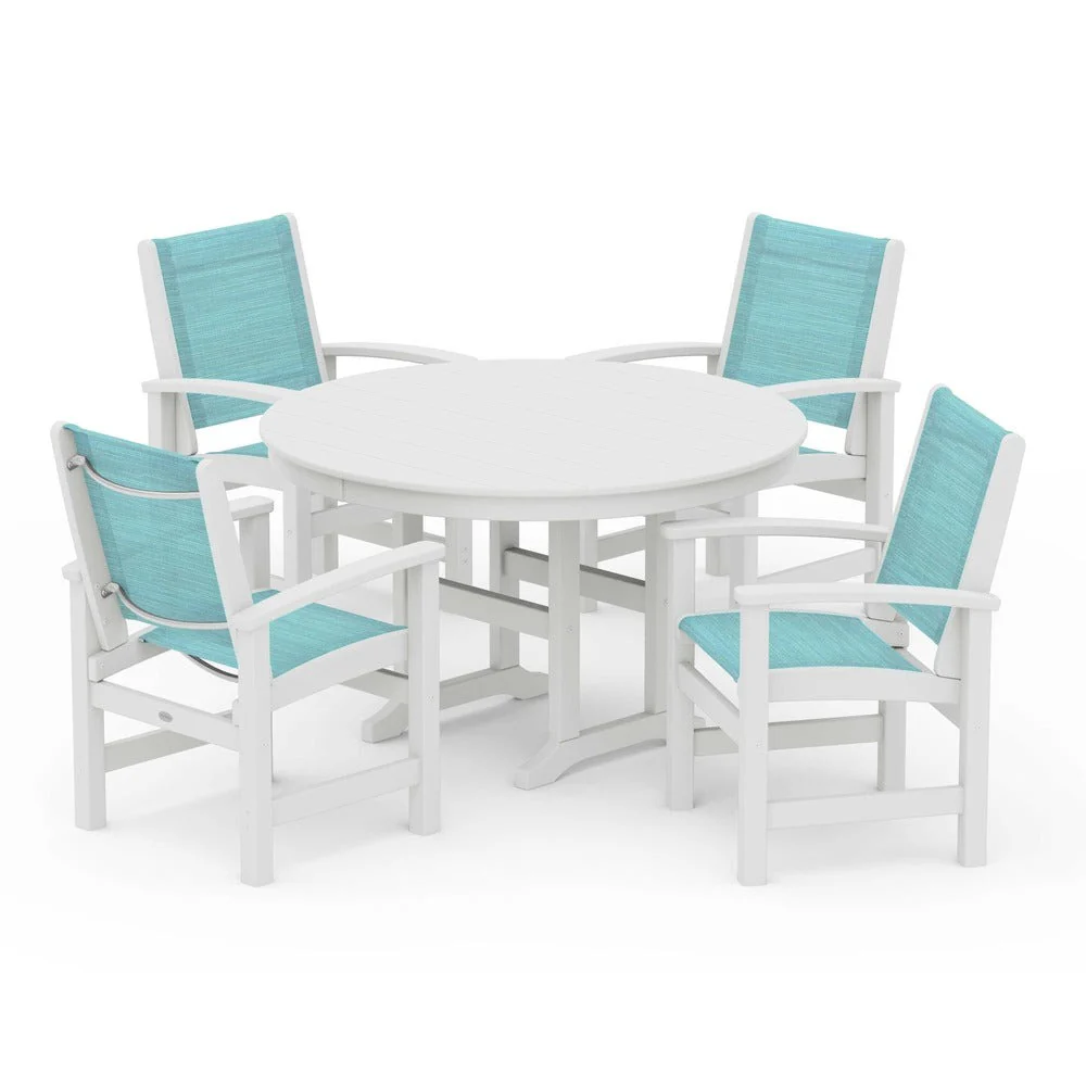 POLYWOOD® Coastal 5-Piece Round Farmhouse Dining Set - PWS155 - Image 55