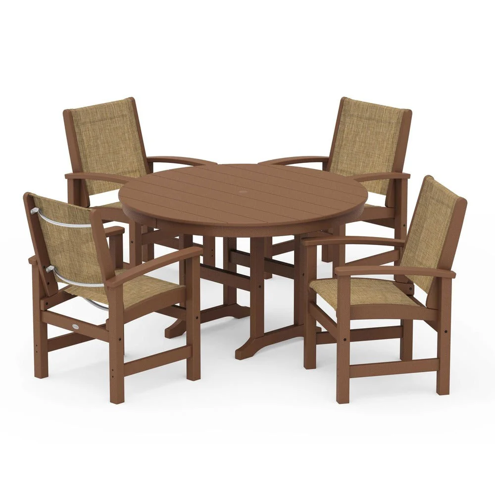 POLYWOOD® Coastal 5-Piece Round Farmhouse Dining Set - PWS155 - Image 58