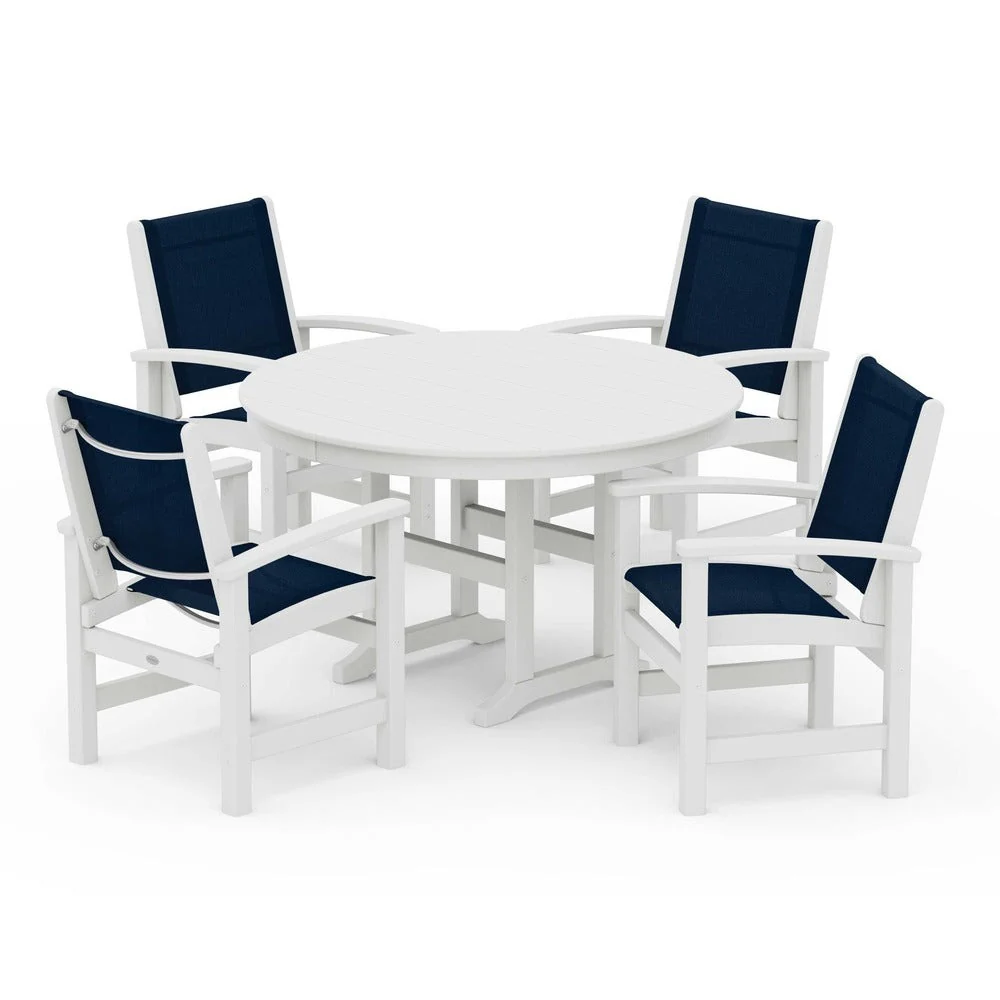 POLYWOOD® Coastal 5-Piece Round Farmhouse Dining Set - PWS155 - Image 61