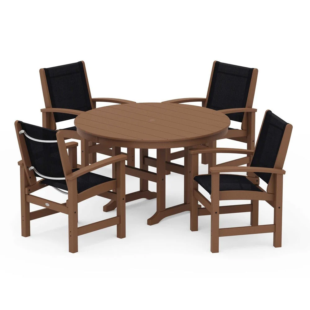 POLYWOOD® Coastal 5-Piece Round Farmhouse Dining Set - PWS155 - Image 63