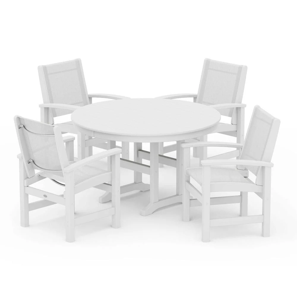 POLYWOOD® Coastal 5-Piece Round Farmhouse Dining Set - PWS155 - Image 67