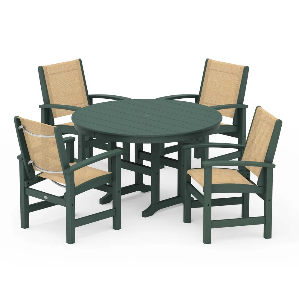 POLYWOOD® Coastal 5-Piece Round Farmhouse Dining Set - PWS155 - Image 68