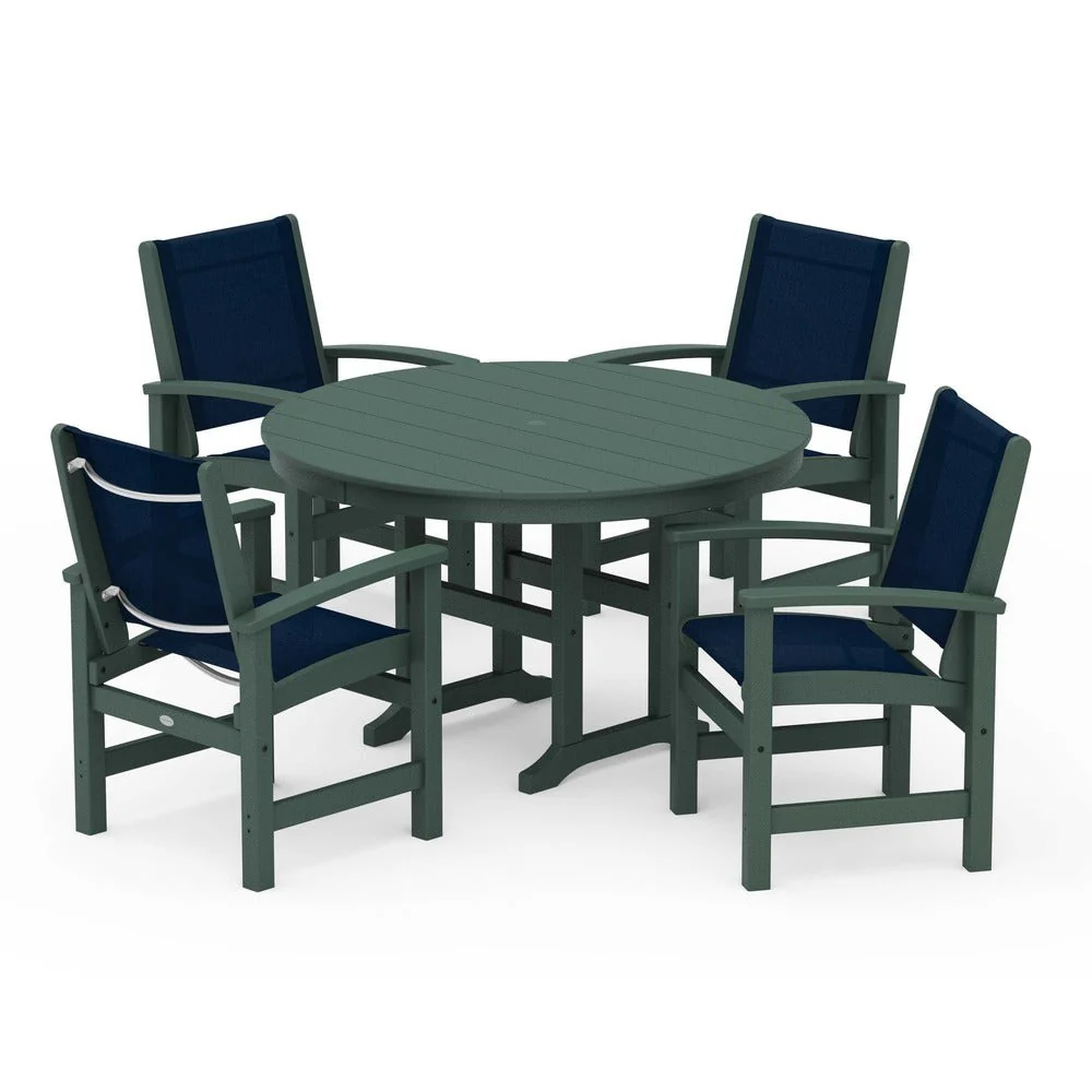 POLYWOOD® Coastal 5-Piece Round Farmhouse Dining Set - PWS155 - Image 70