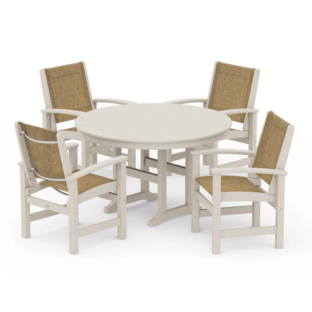 POLYWOOD® Coastal 5-Piece Round Farmhouse Dining Set - PWS155 - Image 71