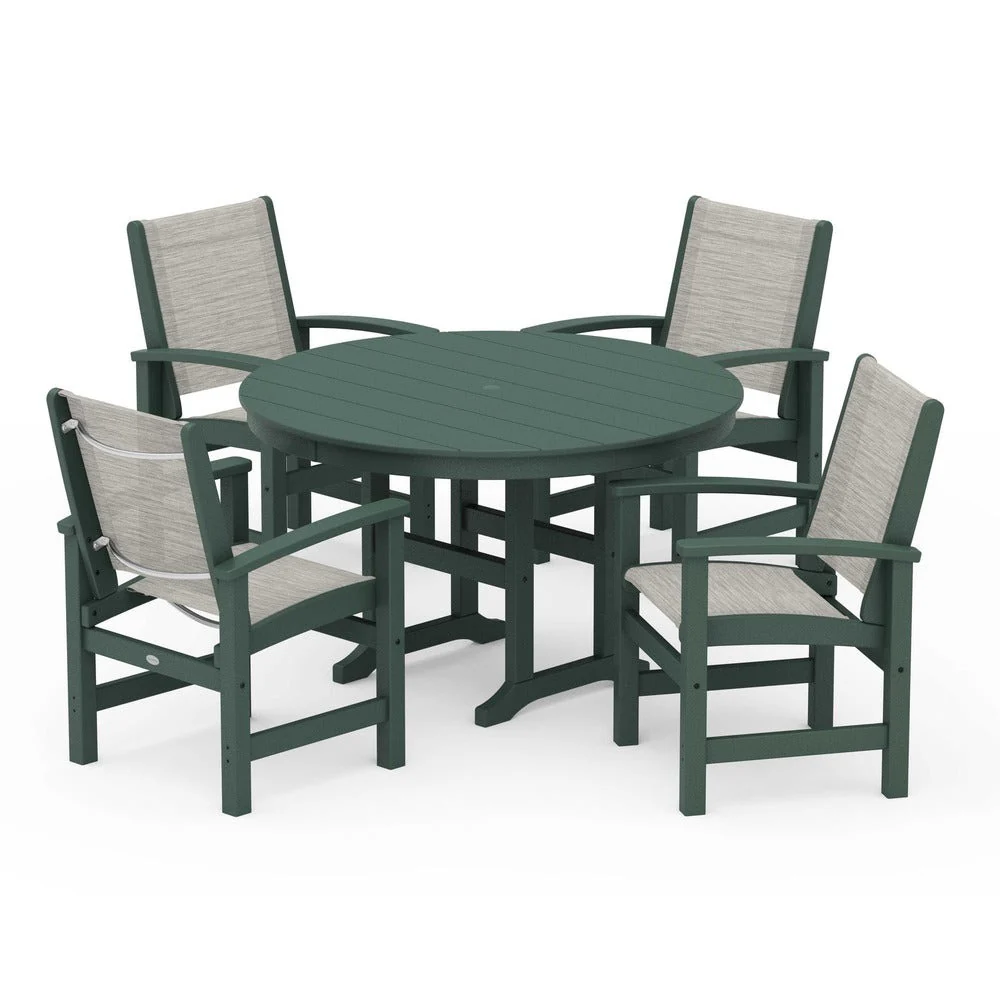 POLYWOOD® Coastal 5-Piece Round Farmhouse Dining Set - PWS155 - Image 72