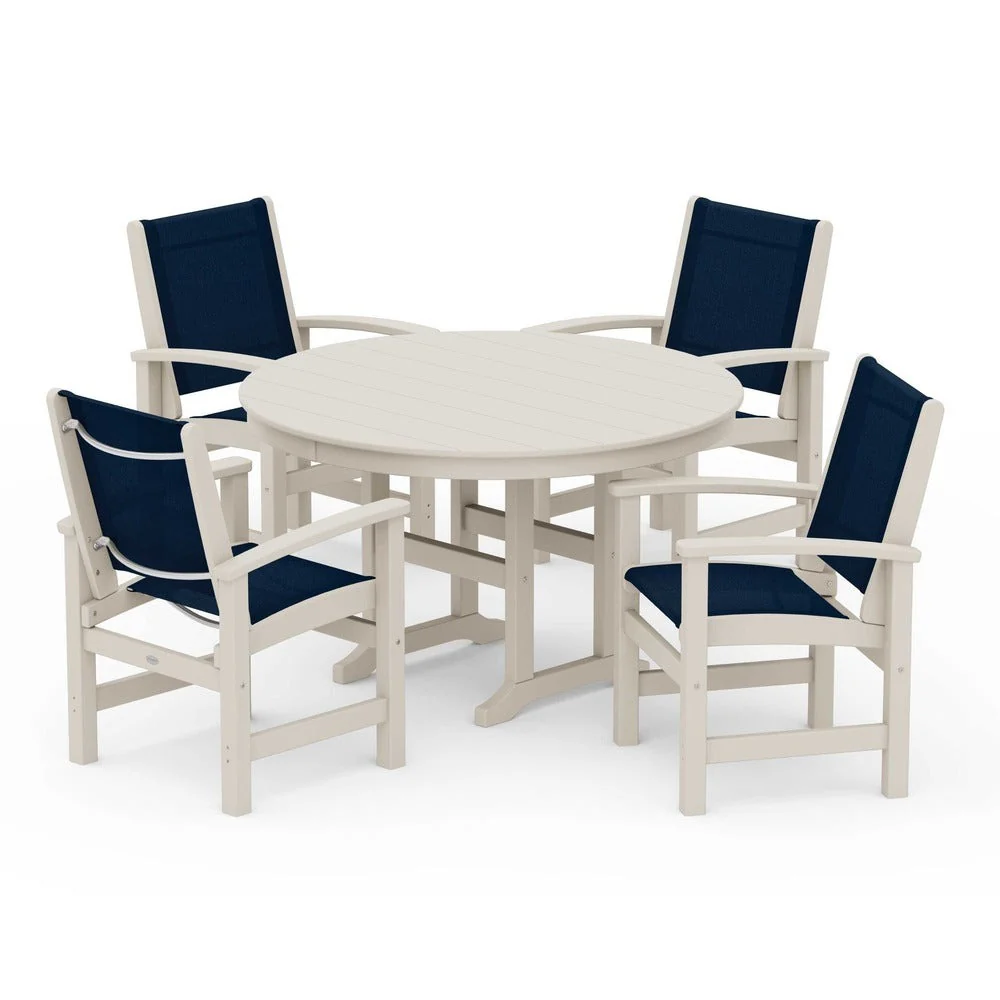 POLYWOOD® Coastal 5-Piece Round Farmhouse Dining Set - PWS155 - Image 77