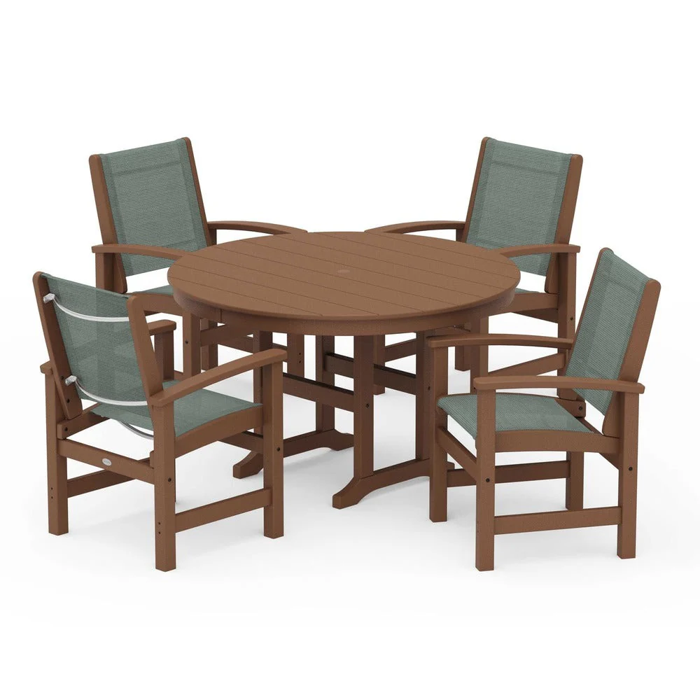 POLYWOOD® Coastal 5-Piece Round Farmhouse Dining Set - PWS155 - Image 79