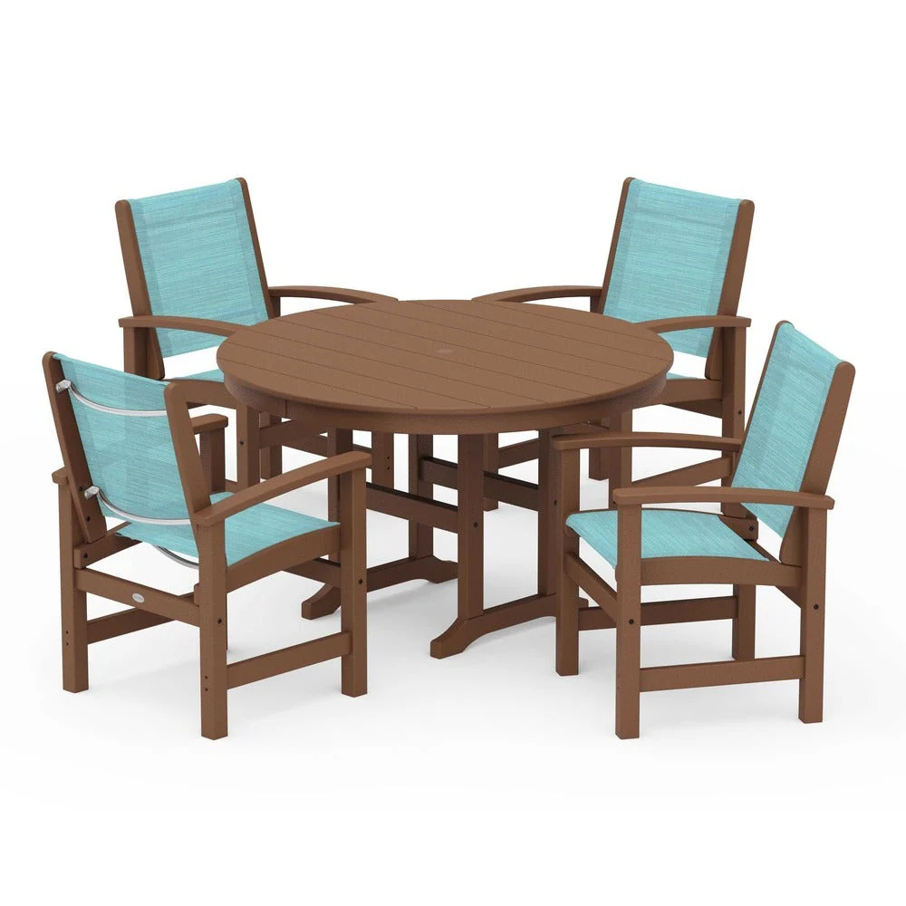 POLYWOOD® Coastal 5-Piece Round Farmhouse Dining Set - PWS155 - Image 82