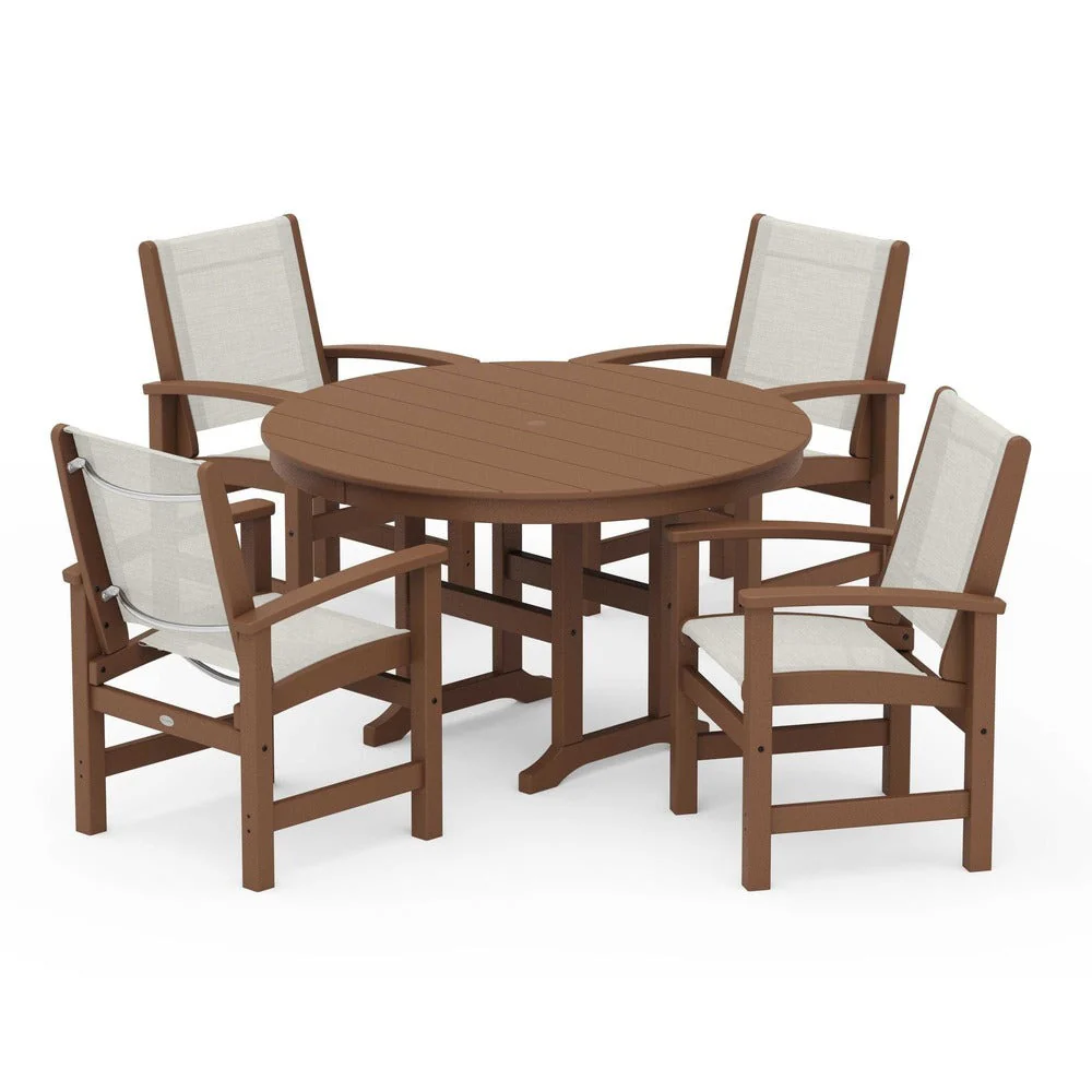 POLYWOOD® Coastal 5-Piece Round Farmhouse Dining Set - PWS155 - Image 88