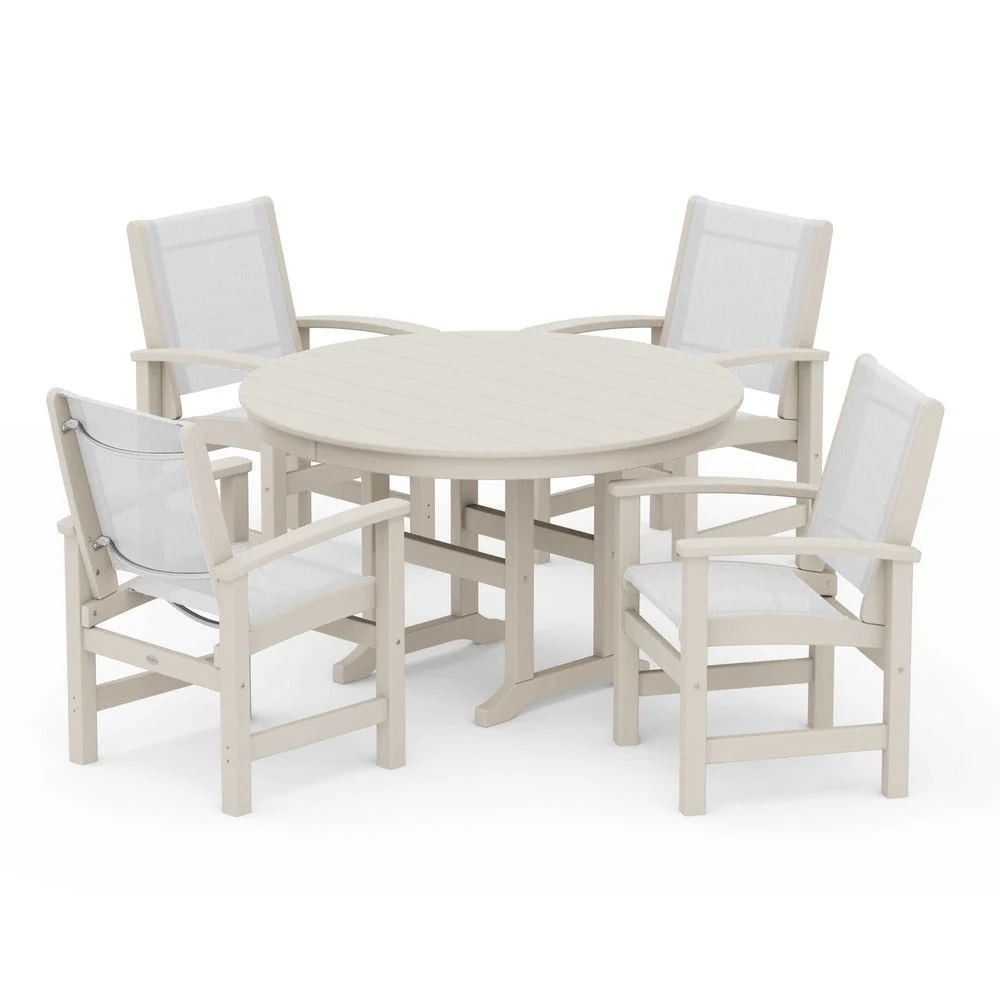POLYWOOD® Coastal 5-Piece Round Farmhouse Dining Set - PWS155 - Image 89