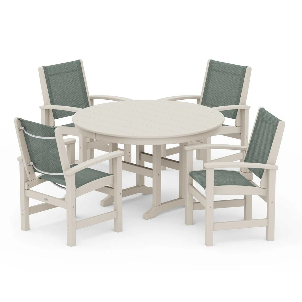 POLYWOOD® Coastal 5-Piece Round Farmhouse Dining Set - PWS155 - Image 9