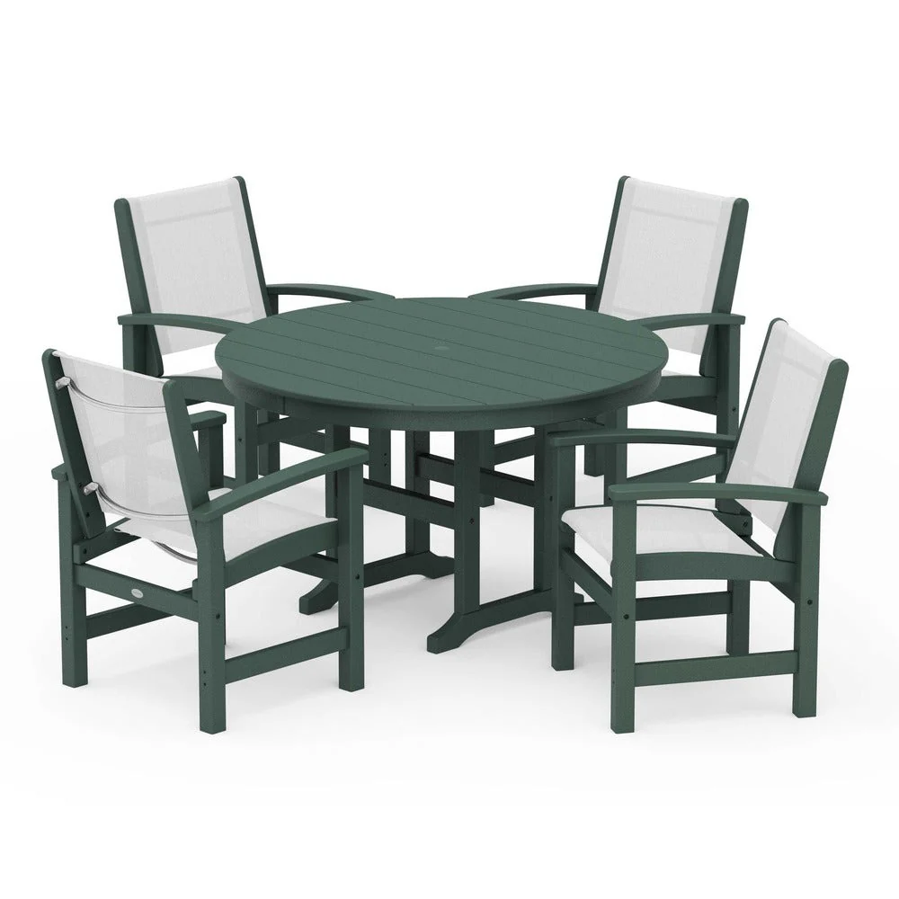POLYWOOD® Coastal 5-Piece Round Farmhouse Dining Set - PWS155 - Image 92