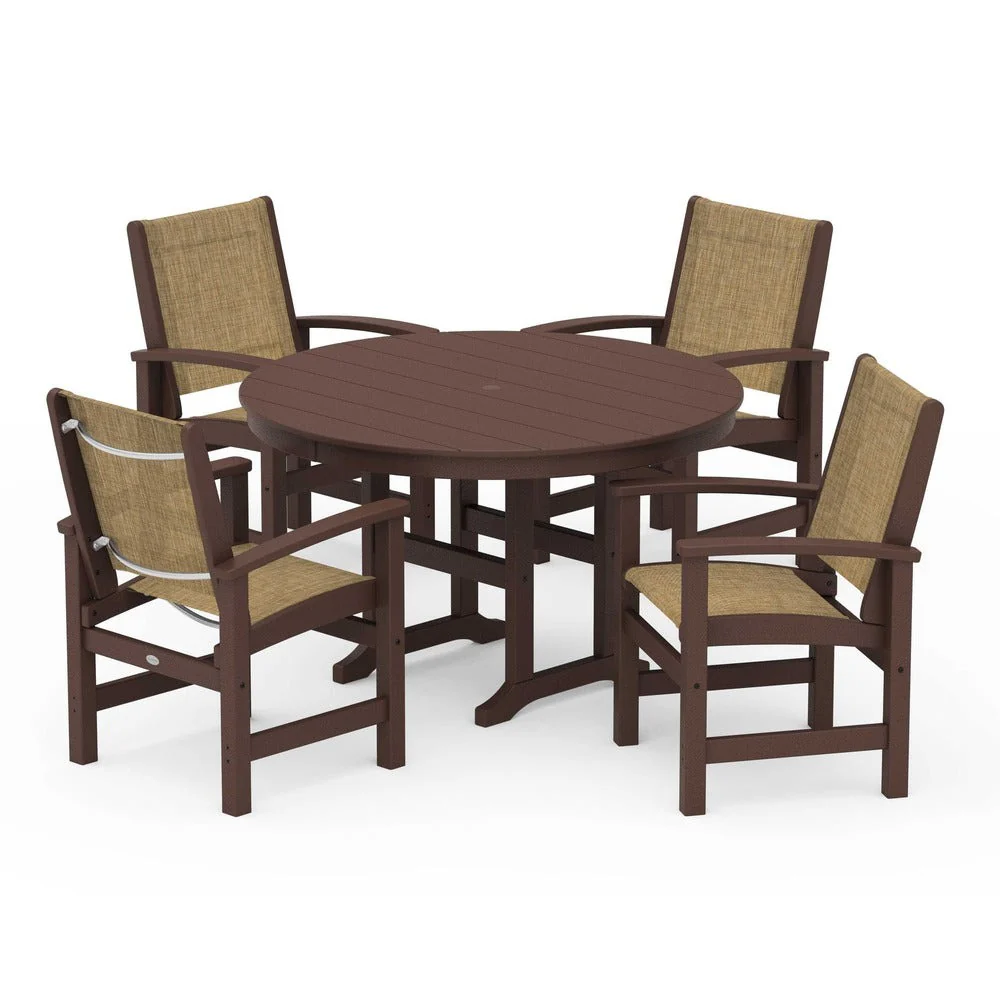 POLYWOOD® Coastal 5-Piece Round Farmhouse Dining Set - PWS155 - Image 94