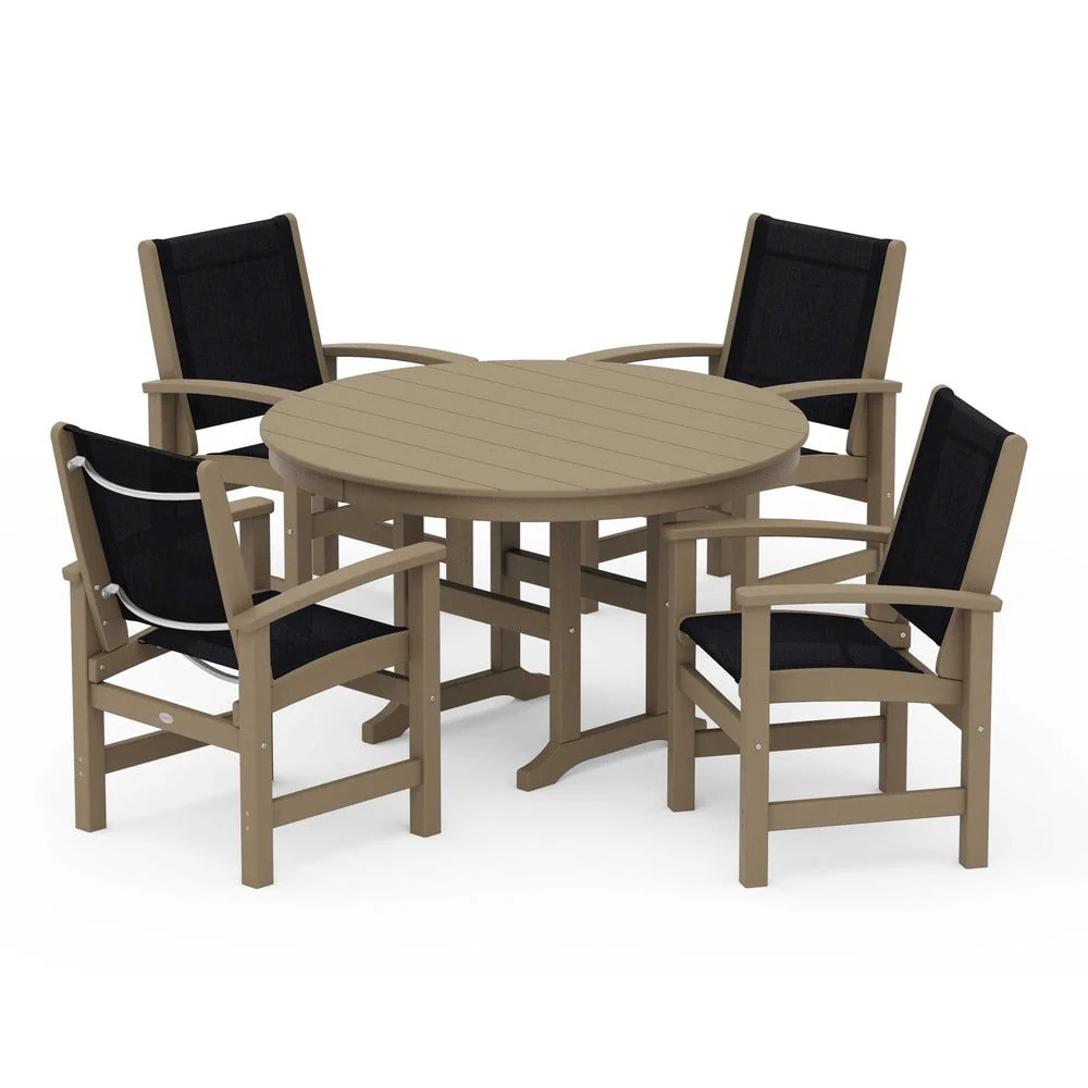 POLYWOOD® Coastal 5-Piece Round Farmhouse Dining Set - PWS155 - Image 95