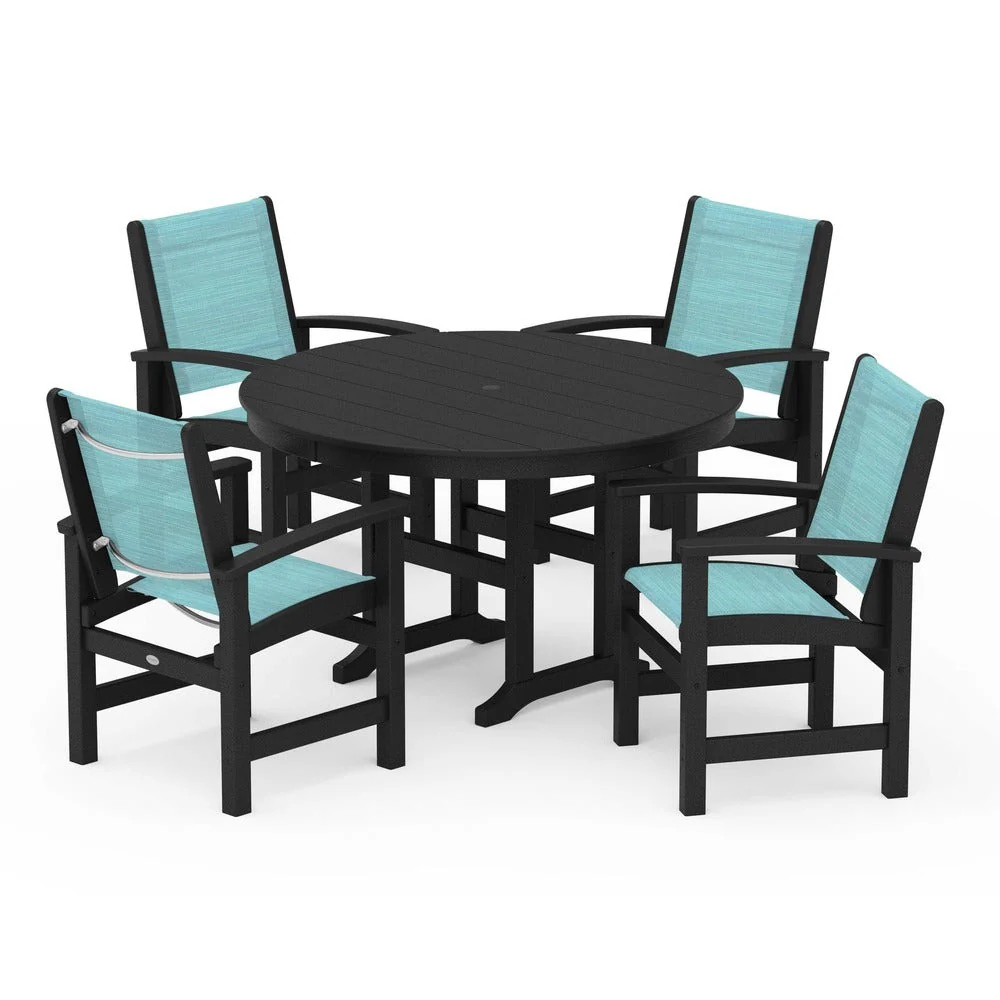 POLYWOOD® Coastal 5-Piece Round Farmhouse Dining Set - PWS155 - Image 97