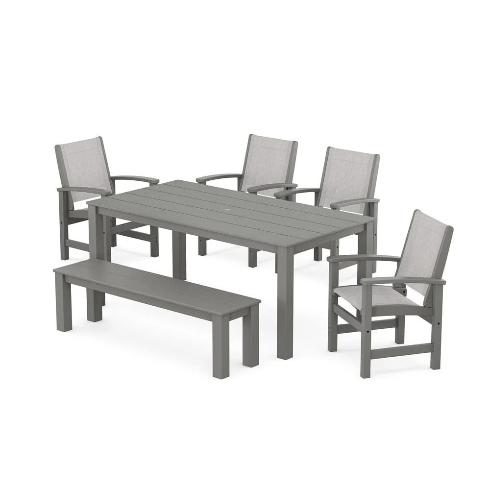 POLYWOOD® - Coastal 6-Piece Parsons Dining Set with Bench - PWS2276 - Image 59
