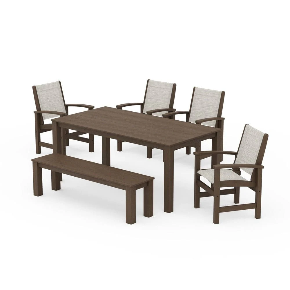 POLYWOOD® - Coastal 6-Piece Parsons Dining Set with Bench - PWS2276 - Image 60