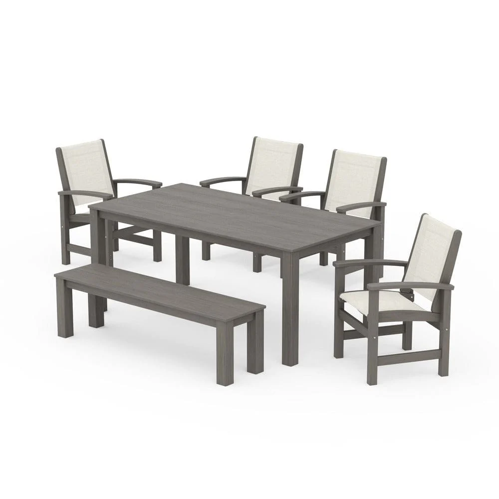POLYWOOD® - Coastal 6-Piece Parsons Dining Set with Bench - PWS2276 - Image 64