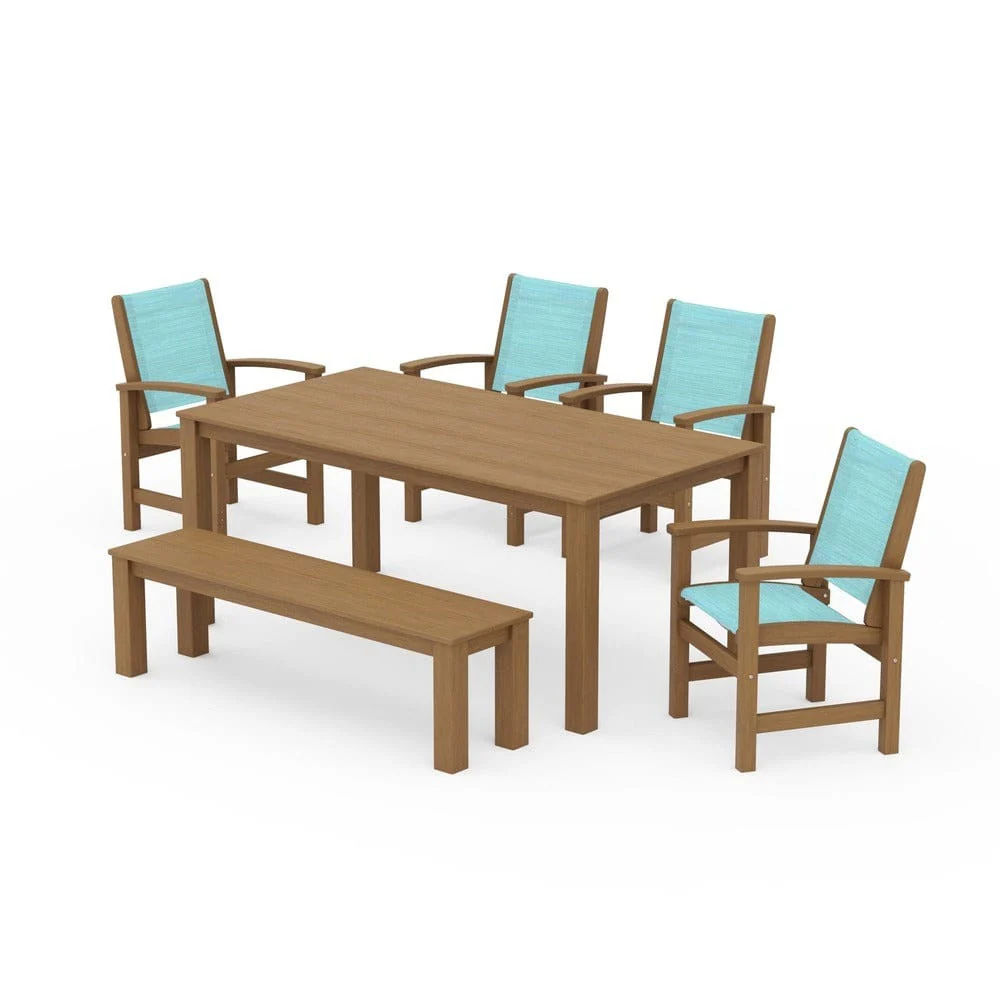 POLYWOOD® - Coastal 6-Piece Parsons Dining Set with Bench - PWS2276 - Image 71