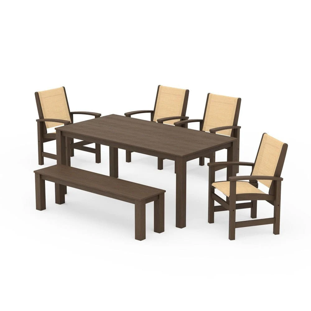 POLYWOOD® - Coastal 6-Piece Parsons Dining Set with Bench - PWS2276 - Image 73
