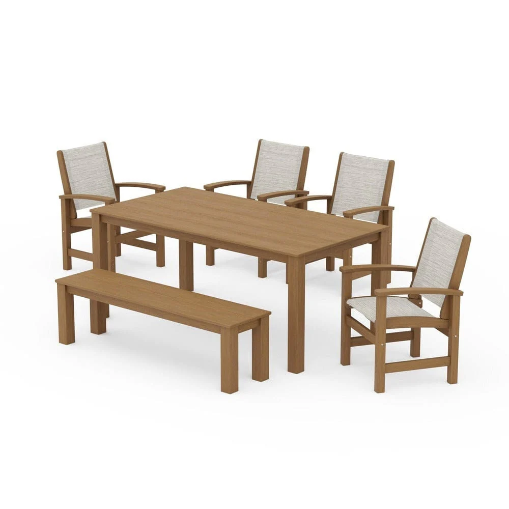 POLYWOOD® - Coastal 6-Piece Parsons Dining Set with Bench - PWS2276 - Image 74