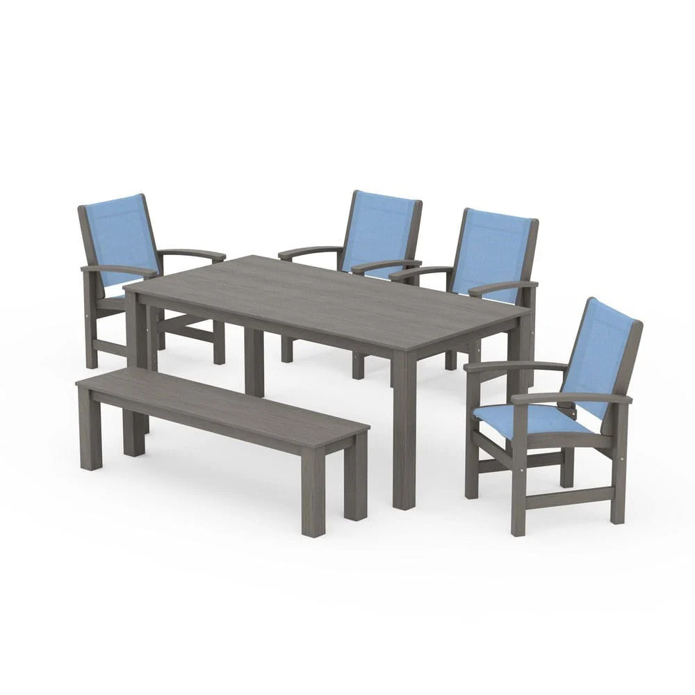 POLYWOOD® - Coastal 6-Piece Parsons Dining Set with Bench - PWS2276 - Image 78
