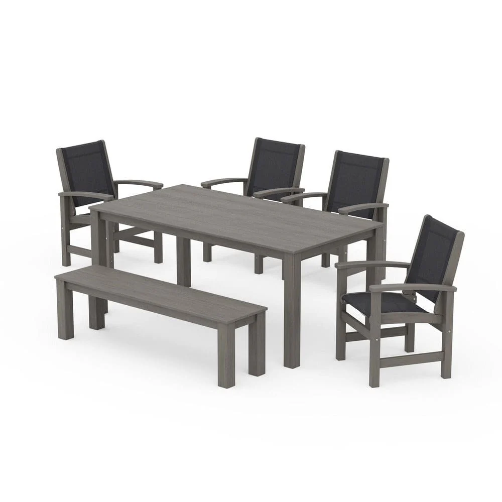 POLYWOOD® - Coastal 6-Piece Parsons Dining Set with Bench - PWS2276 - Image 79