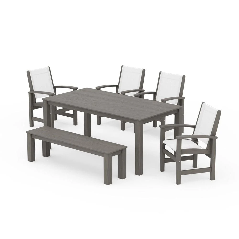 POLYWOOD® - Coastal 6-Piece Parsons Dining Set with Bench - PWS2276 - Image 80