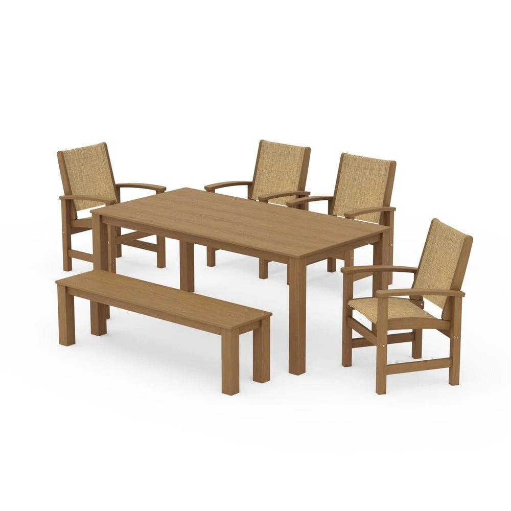 POLYWOOD® - Coastal 6-Piece Parsons Dining Set with Bench - PWS2276 - Image 89