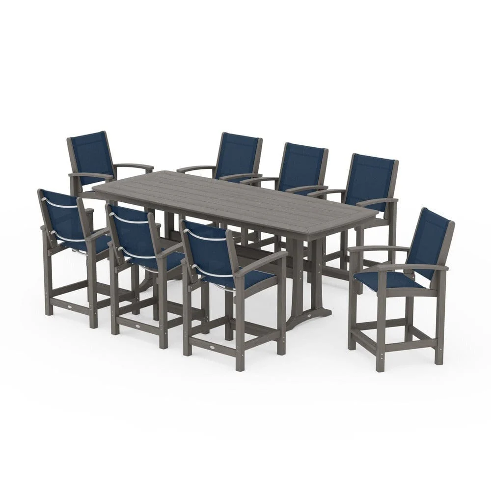 POLYWOOD® - Coastal 9-Piece Counter Set with Trestle Legs - PWS1931 - Image 128