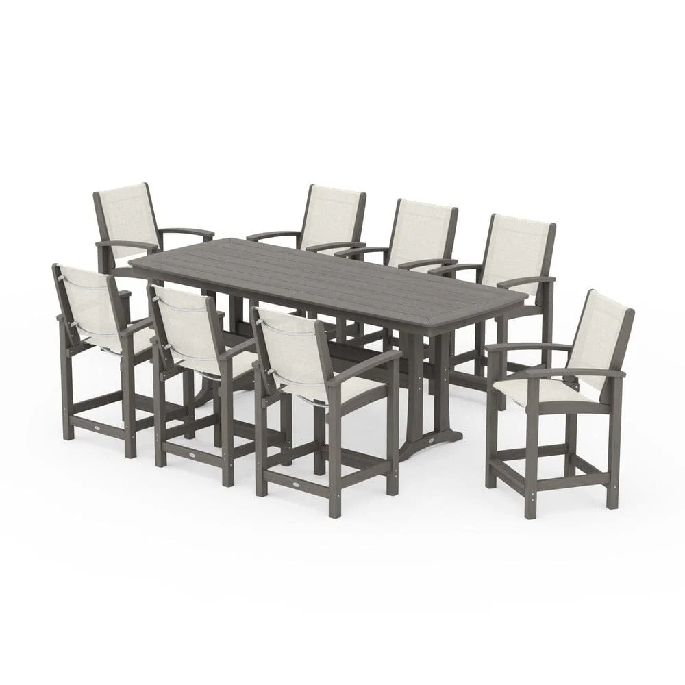 POLYWOOD® - Coastal 9-Piece Counter Set with Trestle Legs - PWS1931 - Image 134