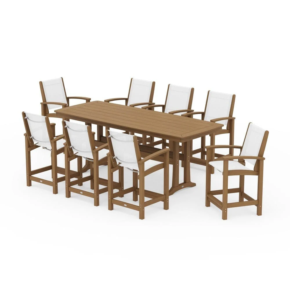 POLYWOOD® - Coastal 9-Piece Counter Set with Trestle Legs - PWS1931 - Image 135