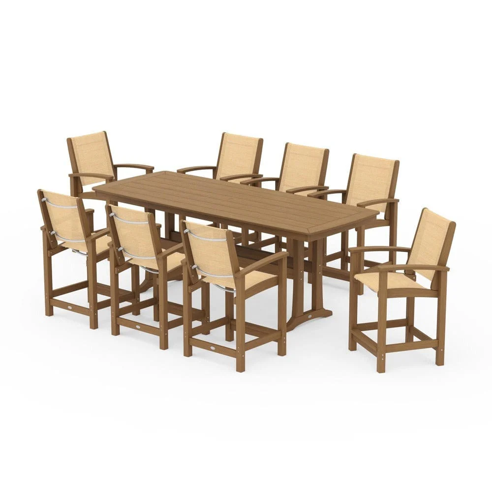POLYWOOD® - Coastal 9-Piece Counter Set with Trestle Legs - PWS1931 - Image 145