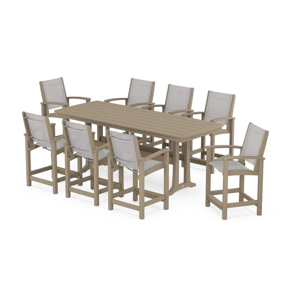 POLYWOOD® - Coastal 9-Piece Counter Set with Trestle Legs - PWS1931 - Image 70