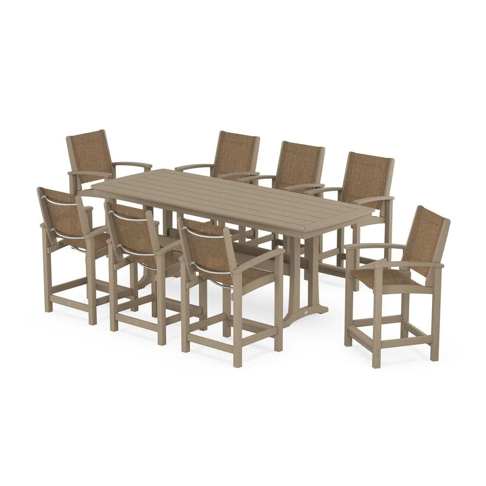 POLYWOOD® - Coastal 9-Piece Counter Set with Trestle Legs - PWS1931 - Image 74