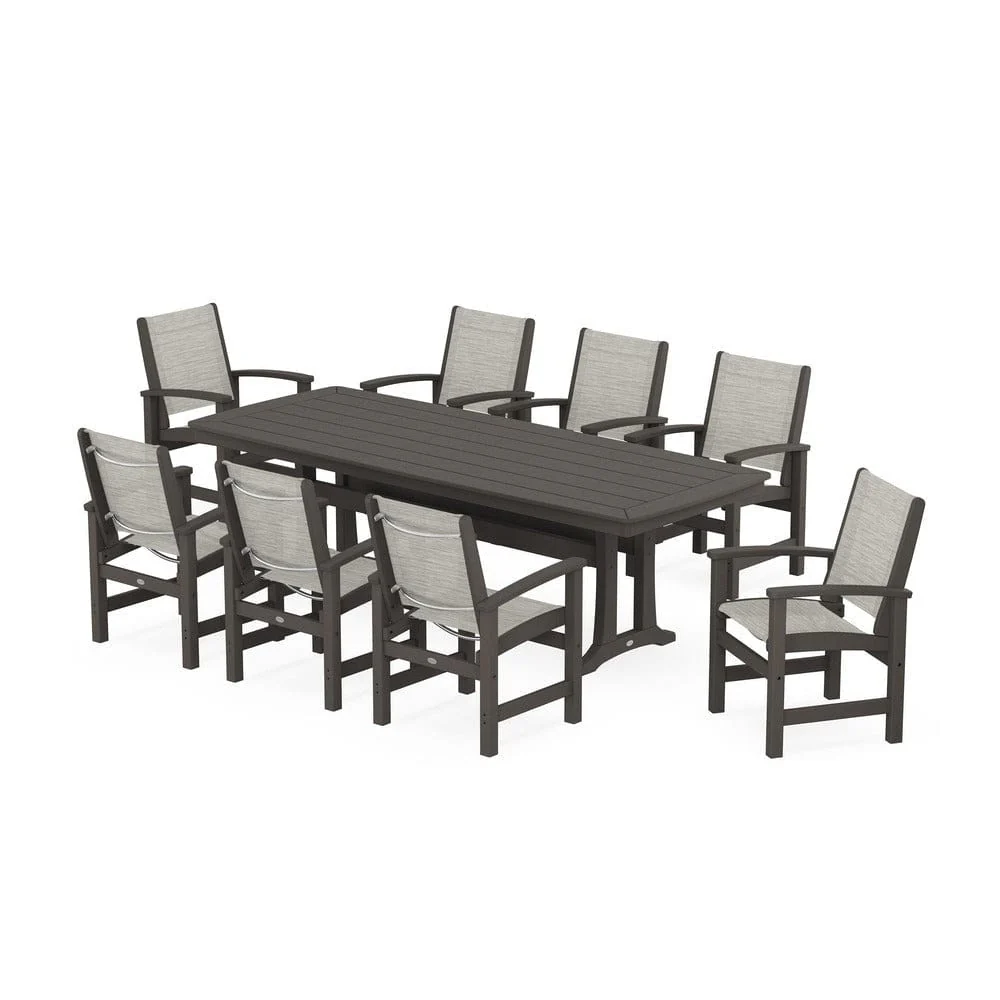 POLYWOOD® - Coastal 9-Piece Dining Set with Trestle Legs - PWS1502 - Image 86