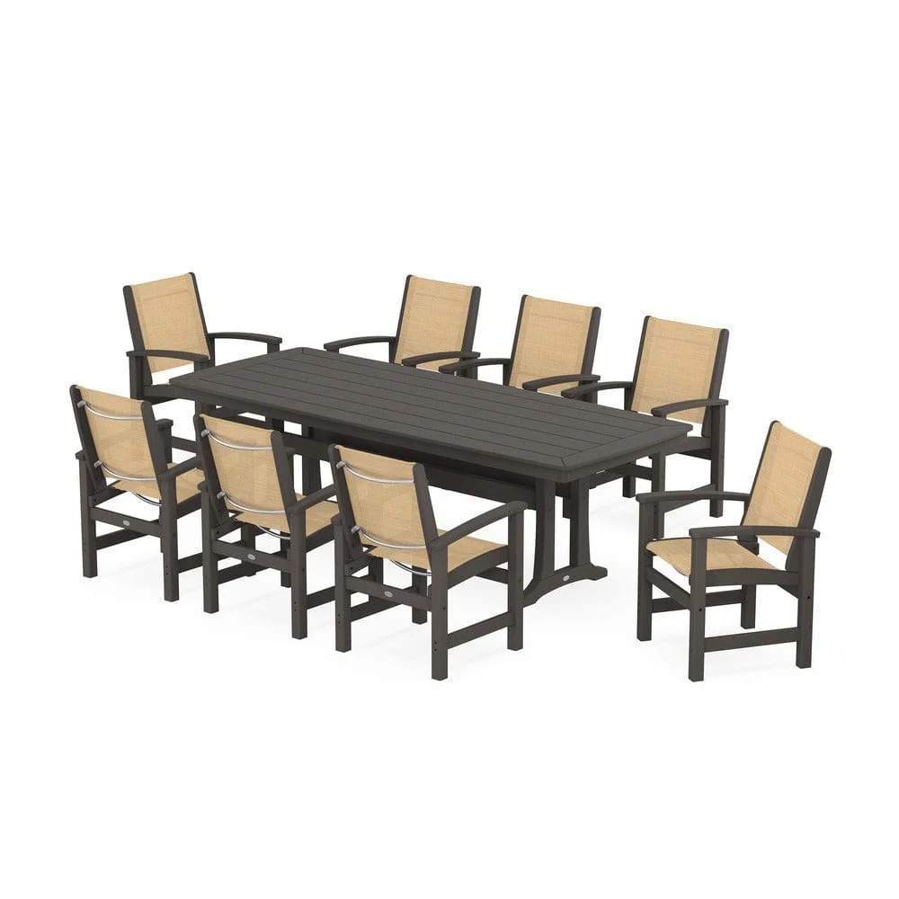 POLYWOOD® - Coastal 9-Piece Dining Set with Trestle Legs - PWS1502 - Image 90
