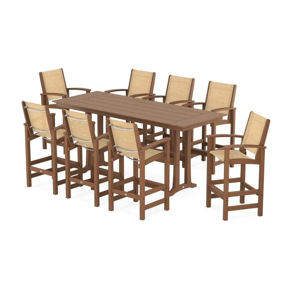 POLYWOOD® - Coastal 9-Piece Farmhouse Bar Set with Trestle Legs - PWS1915 - Image 10