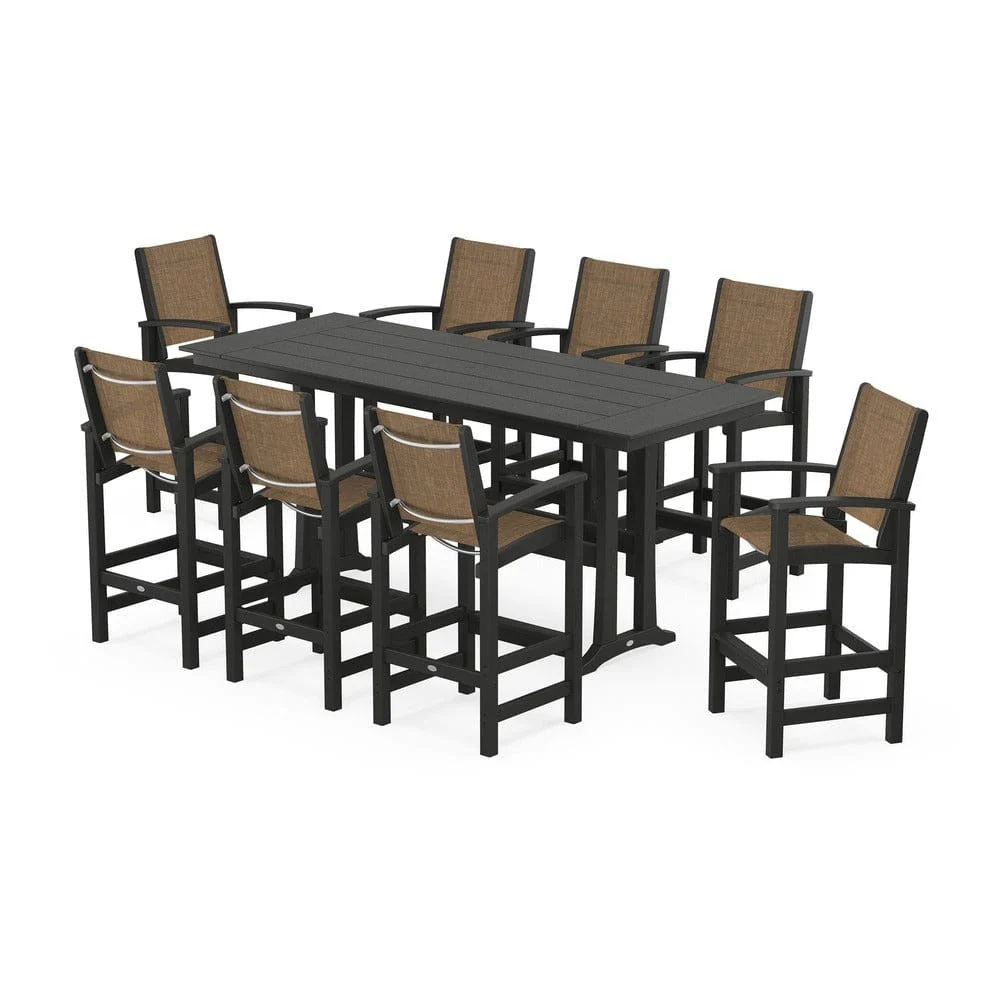 POLYWOOD® - Coastal 9-Piece Farmhouse Bar Set with Trestle Legs - PWS1915 - Image 100