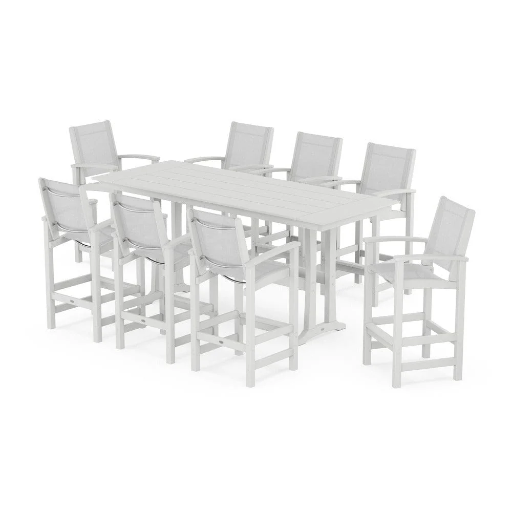 POLYWOOD® - Coastal 9-Piece Farmhouse Bar Set with Trestle Legs - PWS1915 - Image 101