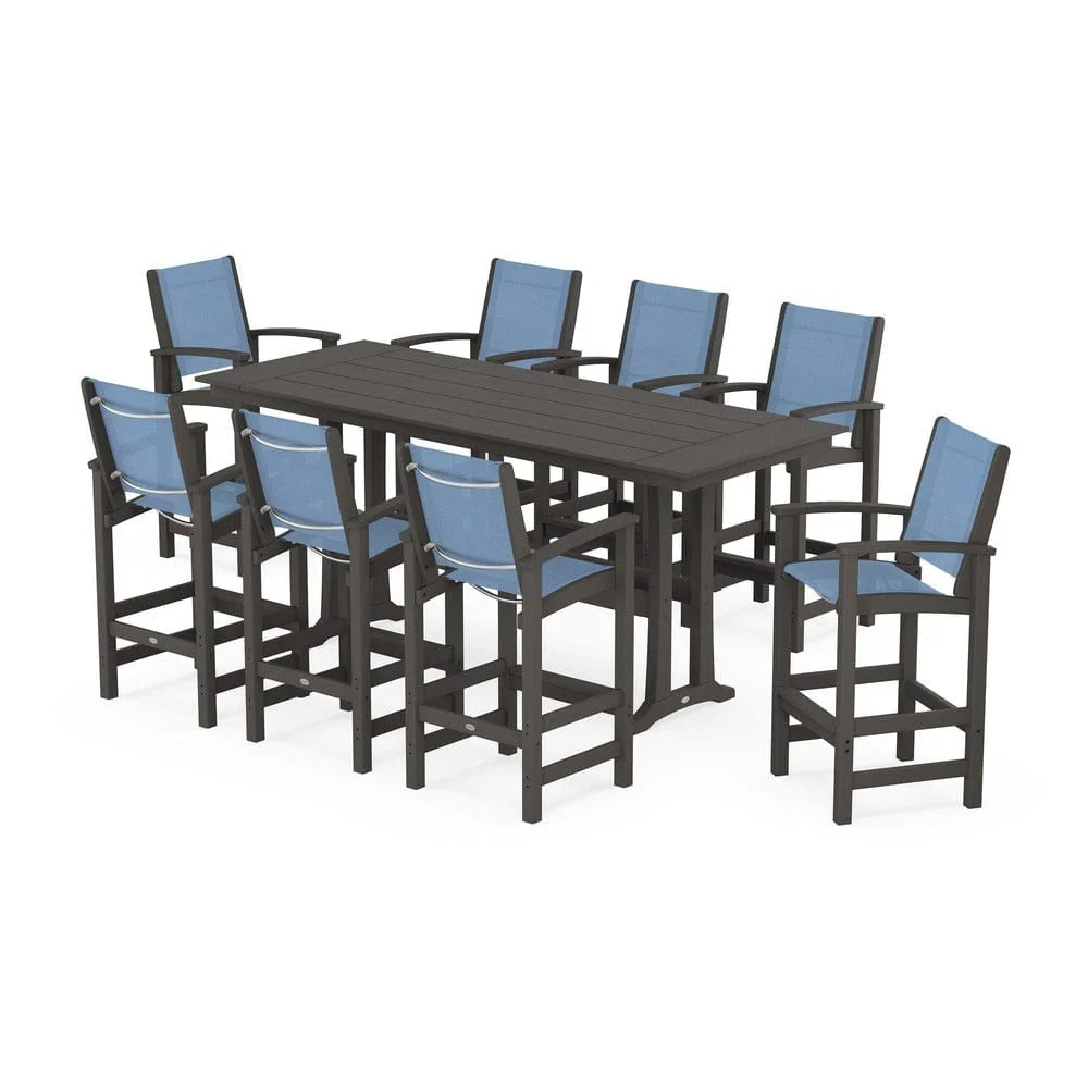 POLYWOOD® - Coastal 9-Piece Farmhouse Bar Set with Trestle Legs - PWS1915 - Image 105
