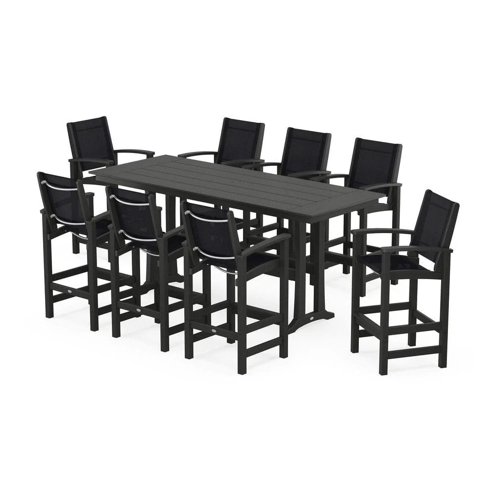 POLYWOOD® - Coastal 9-Piece Farmhouse Bar Set with Trestle Legs - PWS1915 - Image 110